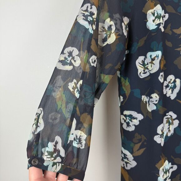 Cabi Pirouette Dress Women Medium Multi Floral Chiffon Ruffle Hem Bloom Bohemian - Picture 3 of 9